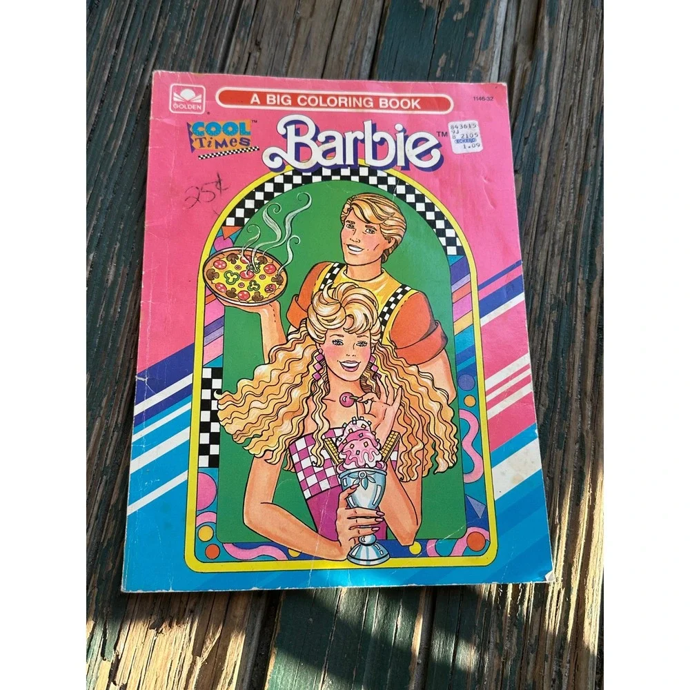 Vintage 1990 Barbie Cool Times Big Coloring Book Golden Retro 90s Mattel